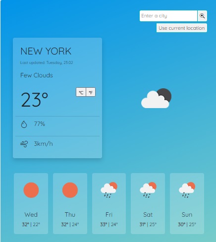 weather app screenshot