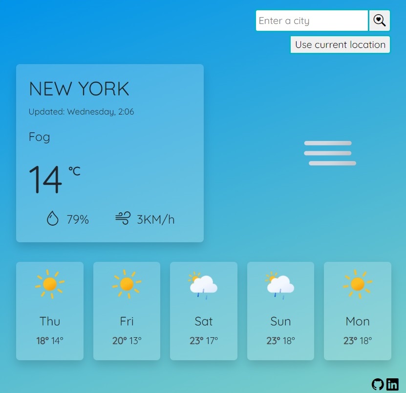 weather app screenshot